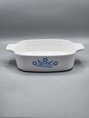Corning Ware Casserole Dish 1 Quart Cornflower Blue White Flowers No Lid A-1
